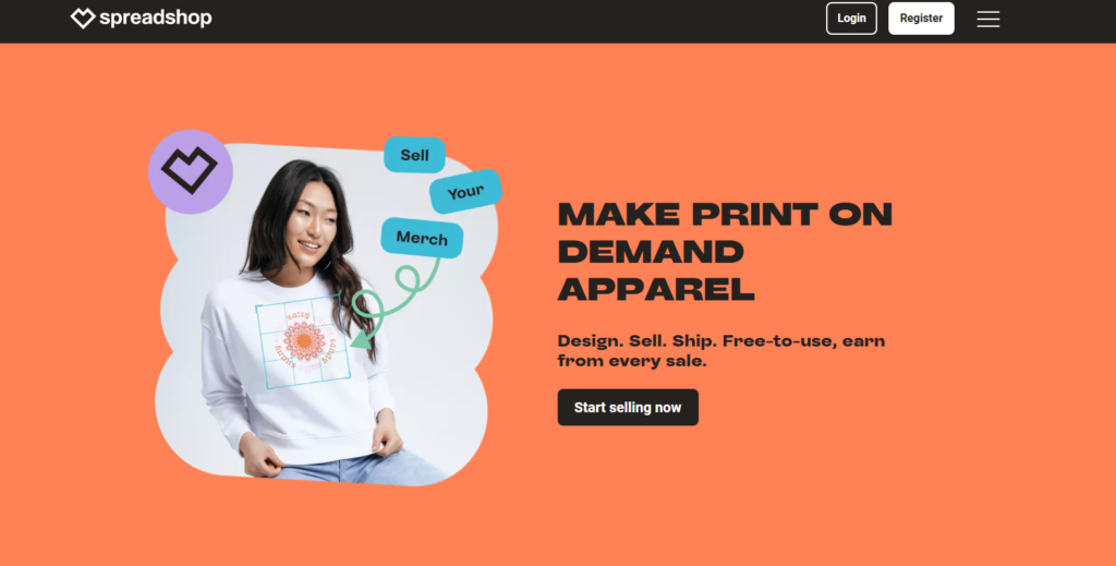 Spreadshop hompage