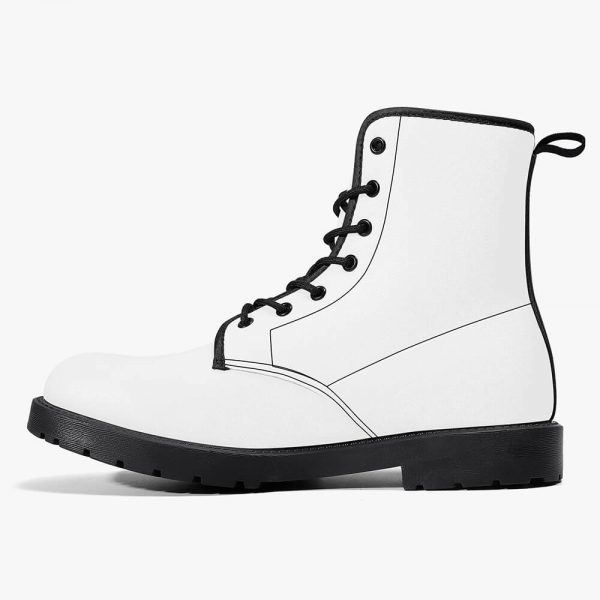 side view of a grey waterproof leather boot