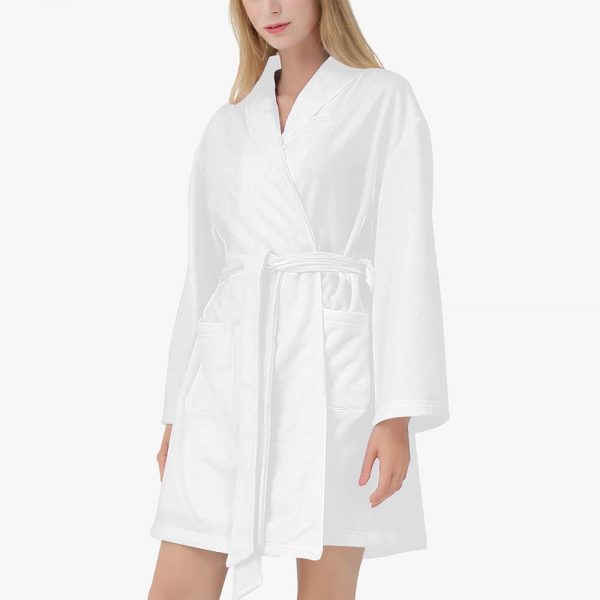 woman dressed in a luxurious spa bathrobe