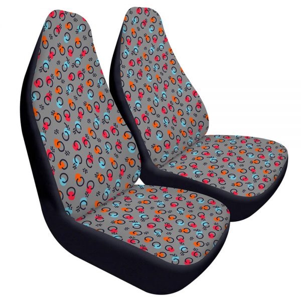 Pair of car seats full of patterns facing right