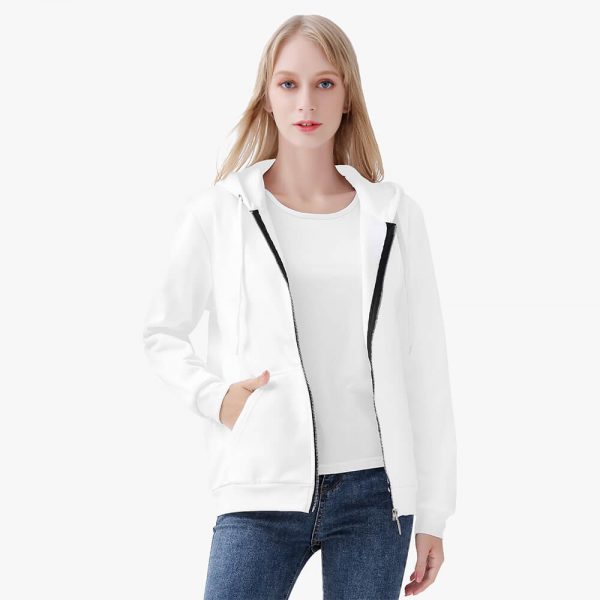 Look fashionable in a hoodie with an open zipper.