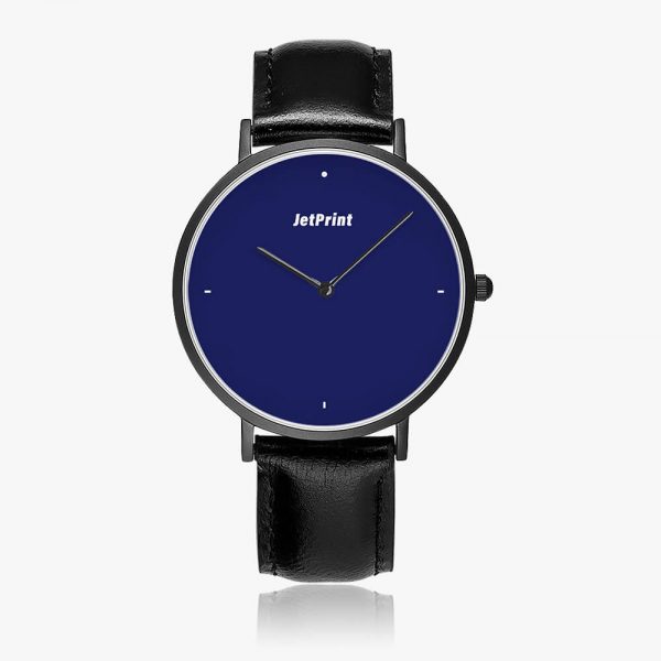 A black watch with a dark blue dial and the words "JetPrint" on it