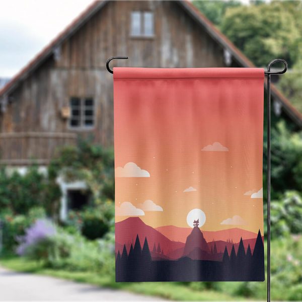 A garden banner with a sunset pattern