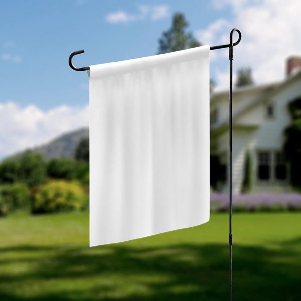 a white garden flag