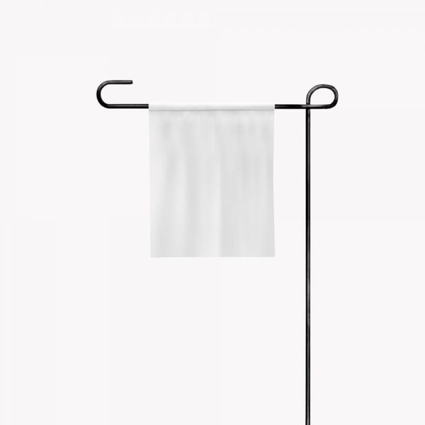 a white garden flag