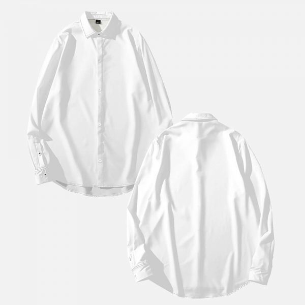 The loosely cut oversized long sleeve shirt is made of soft and breathable polyester fabric.