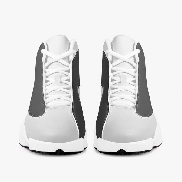 Pair of black men's high-top basketball shoes front view