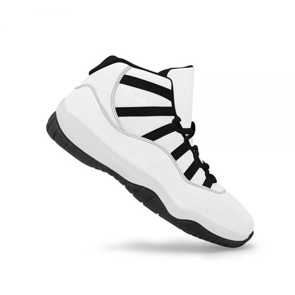 Side view of a black men's basketball shoe inclined at 45 degrees