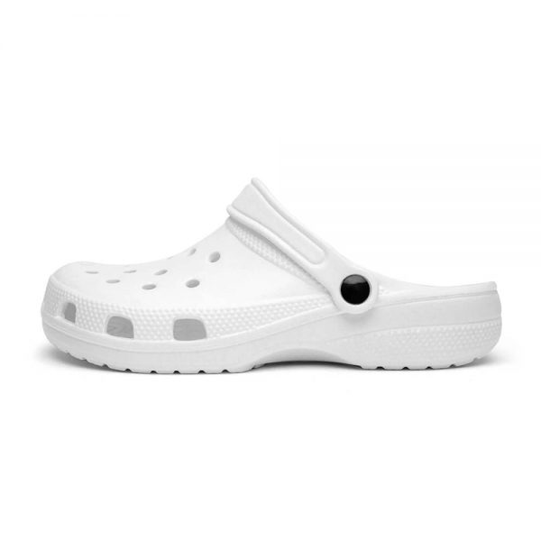 side view of a white clogs