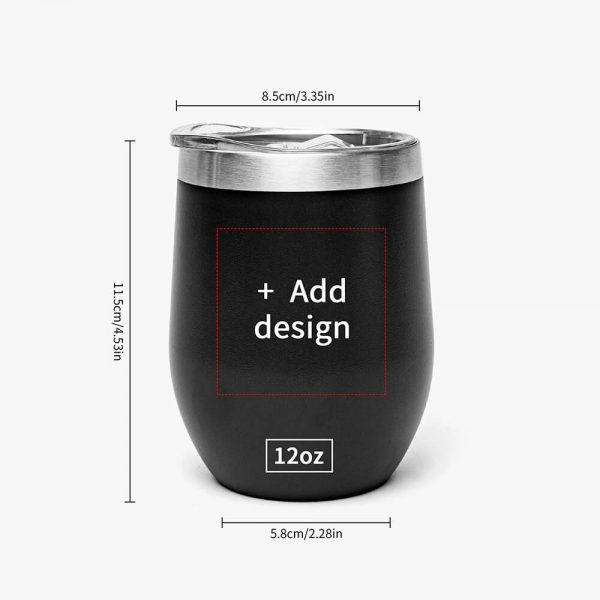 Black mug marked with customizable range