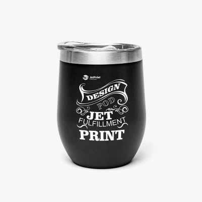 Black egg-shaped thermos with "JetPrint" logo