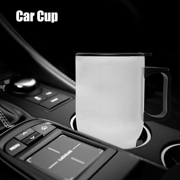 A white thermos was placed in the car