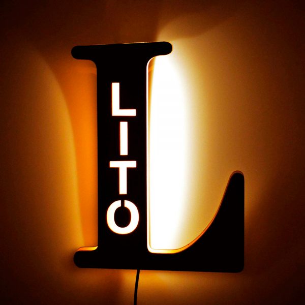 "L" shaped letter lamp