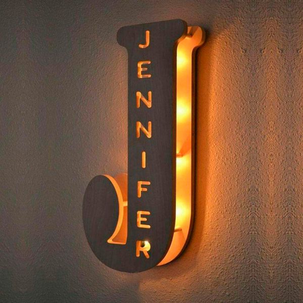 "J" shaped letter lamp