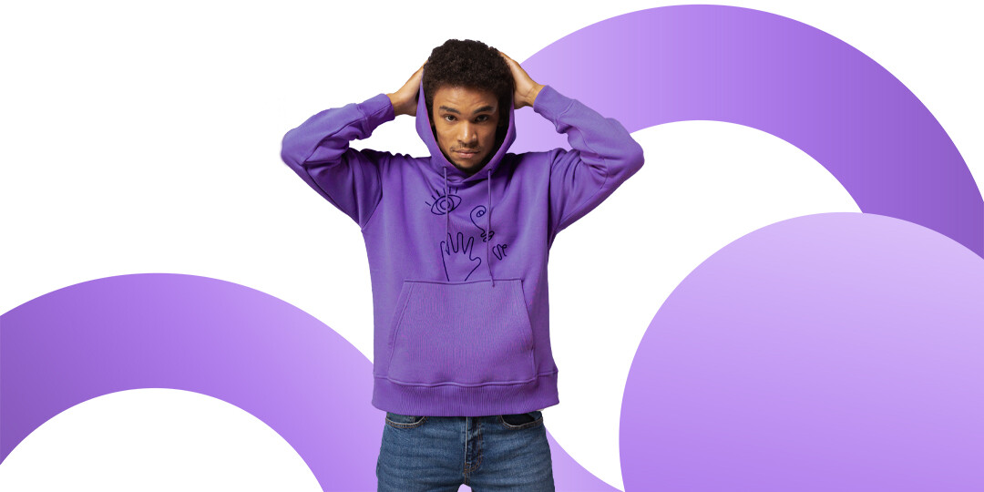 Custom printed purple hoodie, a JetPrint WooCommerce print on demand product