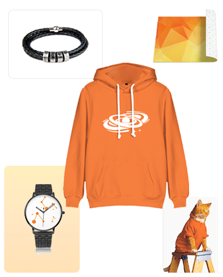 Shows a lot of products with orange elements