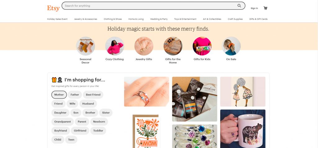 Etsy Homepage