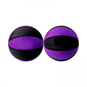 Two purple and black basketballs