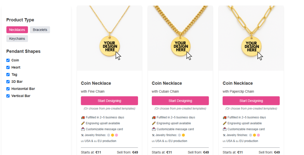 Ownprint Jewelry Page