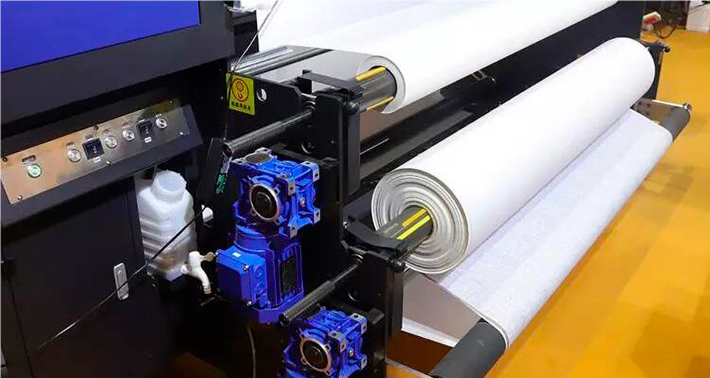 A sublimation printing printer is working