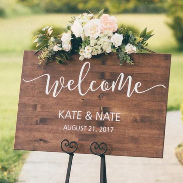 A customizable wooden garden sign