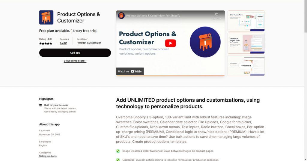 Product Options & Customizer