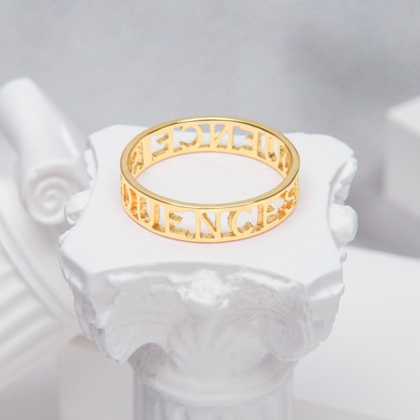 a gold ring with Roman numerals