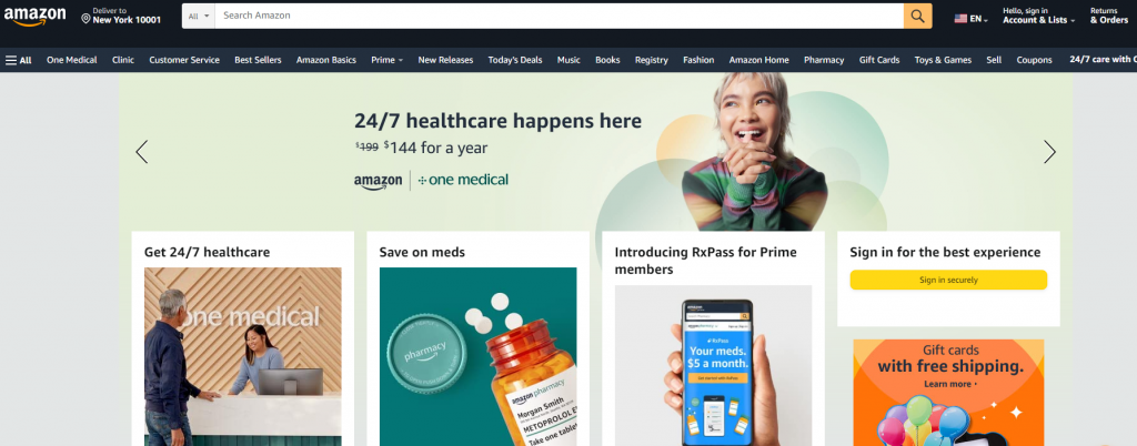 Amazon homepage