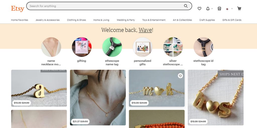 Etsy Homepage