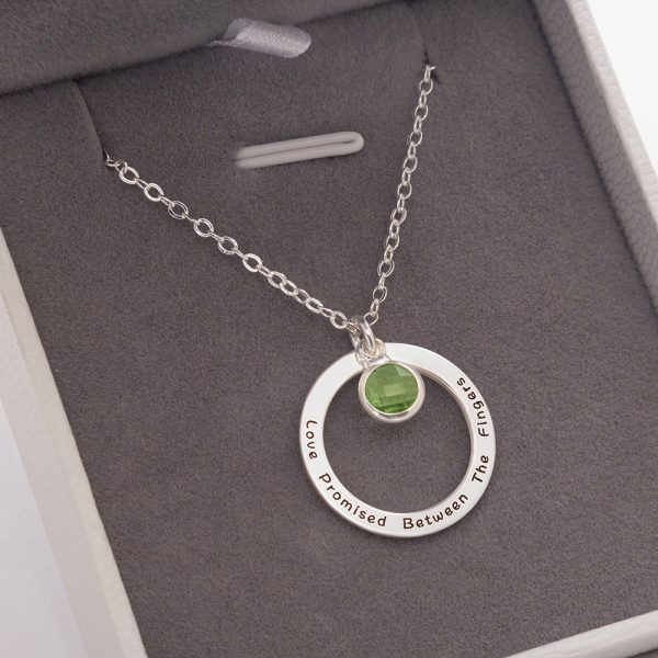 A silver hoop with birthstone necklace