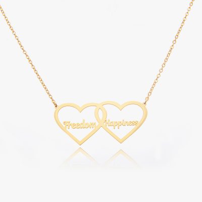 A golden double heart necklace