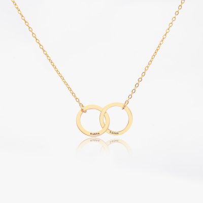 A gold-tone interlocking circle necklace