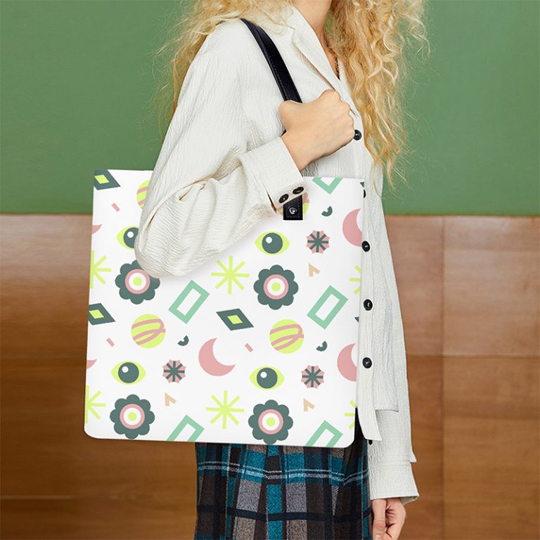 AI designed PU leather tote bag