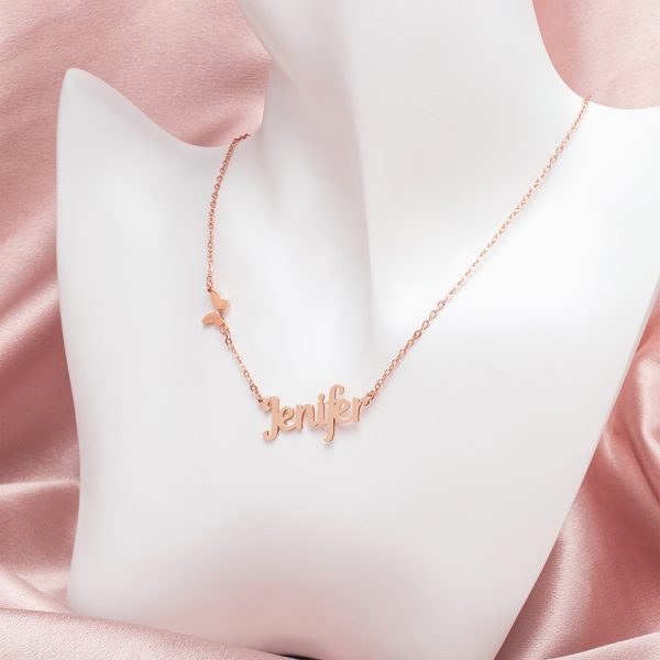 A gold necklace with a customizable name