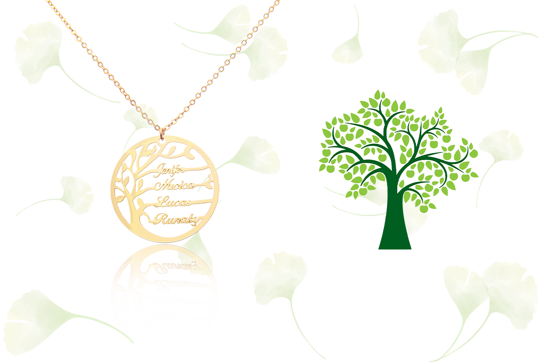 A customizable family tree necklace