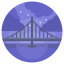 A purple icon about a bridge