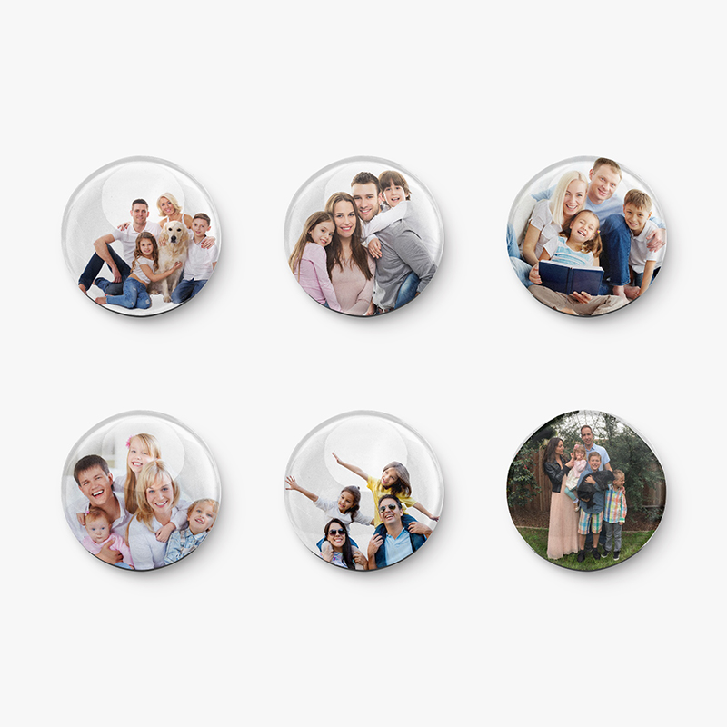 6 custom magnets with different family pictures