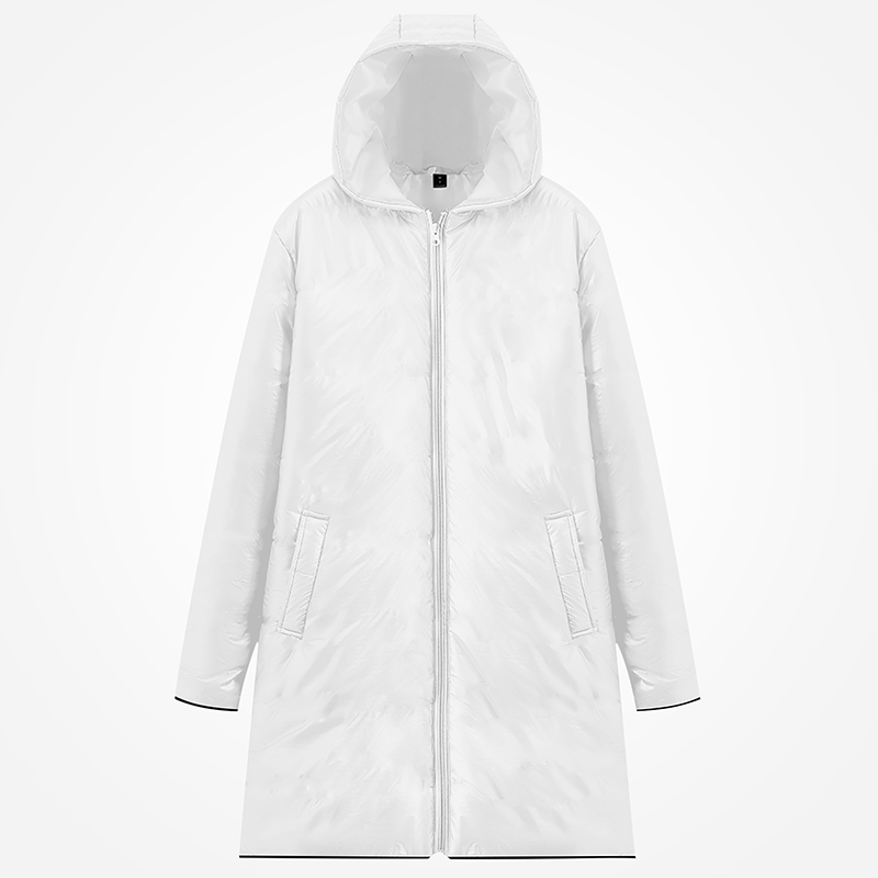 A white customizable long padded zip hoodie