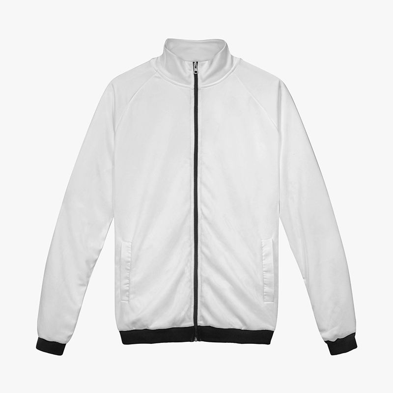 A white customizable new stand collar zip hoodie