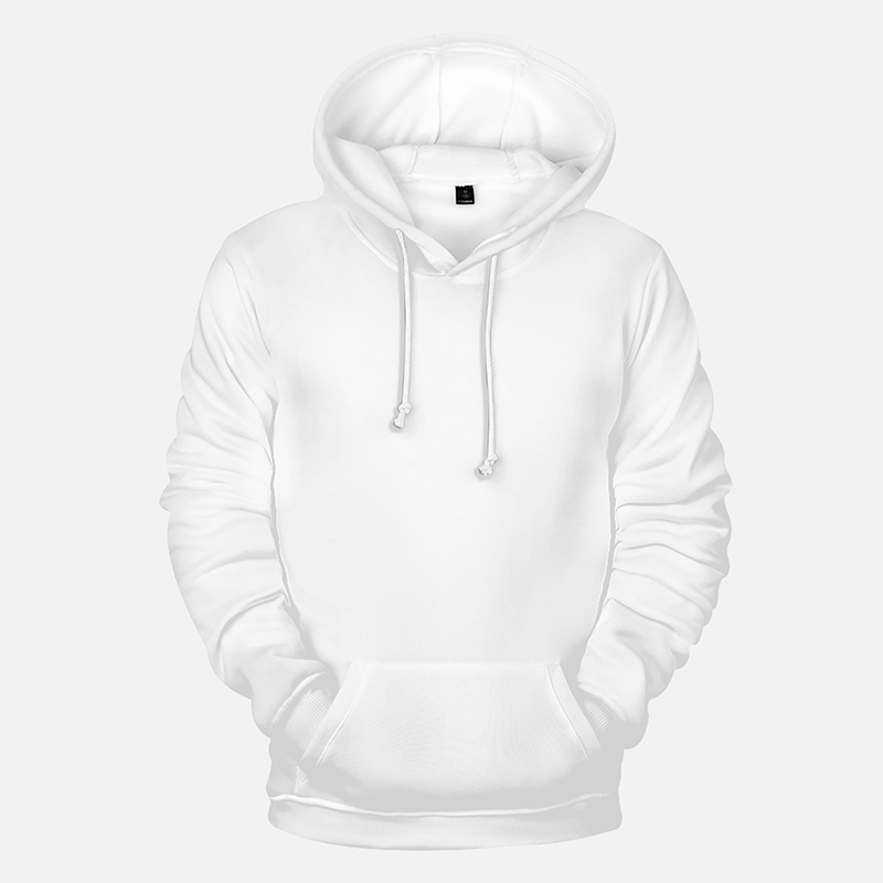 A white customizable round neck hoodie