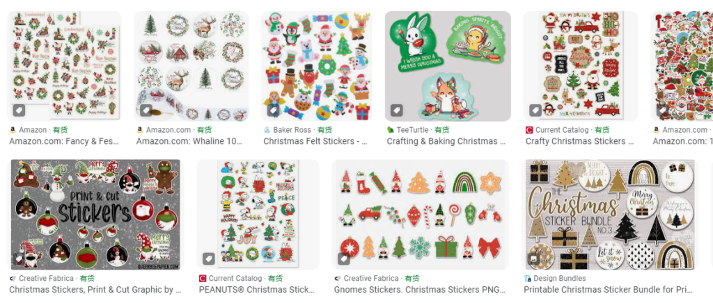 Christmas stickers in different styles