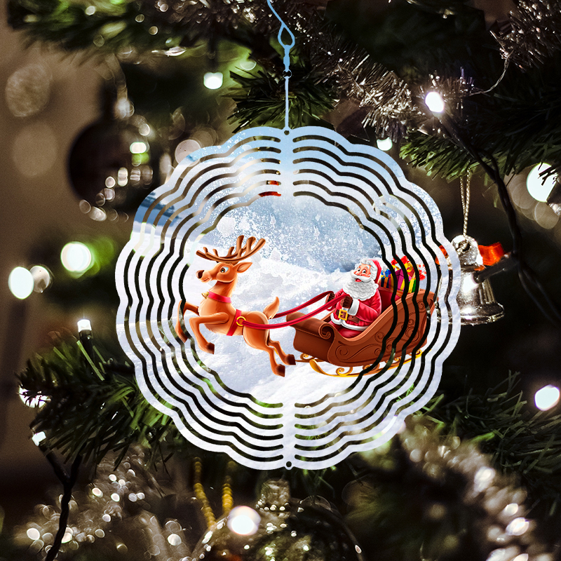 Round wind spinner with Santa Claus