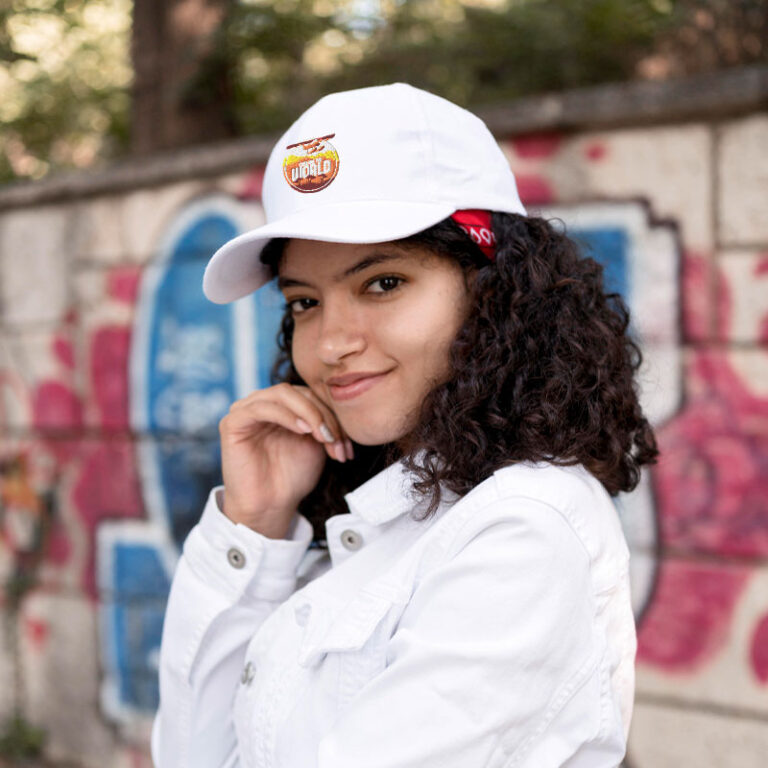 Embroidered baseball cap with custom logo for influencer merch
