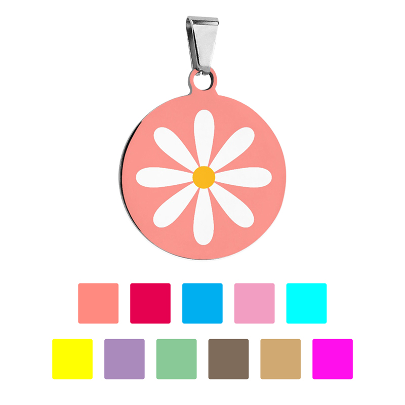 Pink pet tag with petals pattern