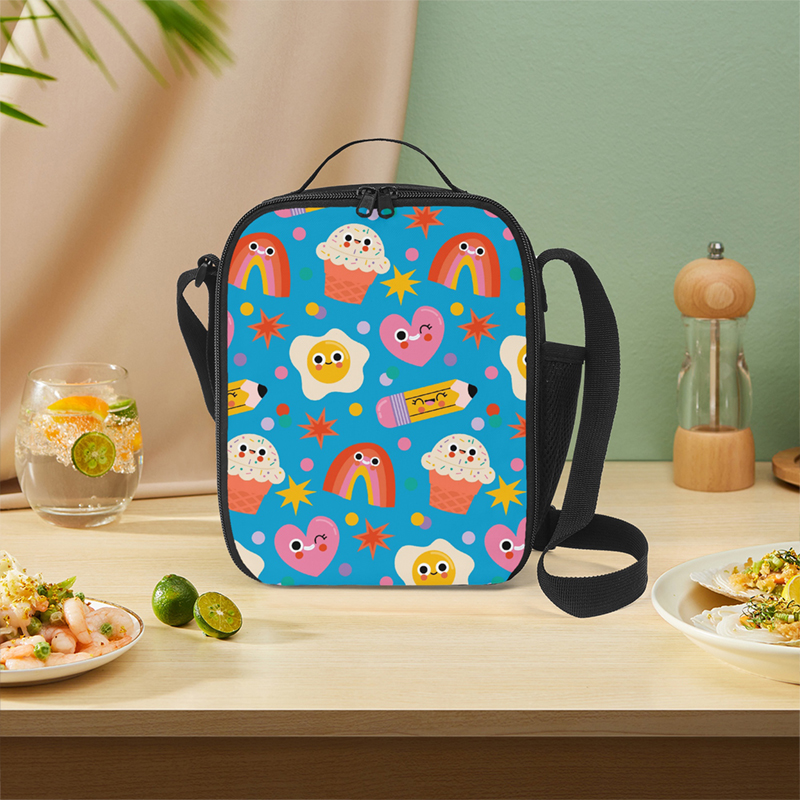 A children's lunch bag with imaginative graphics