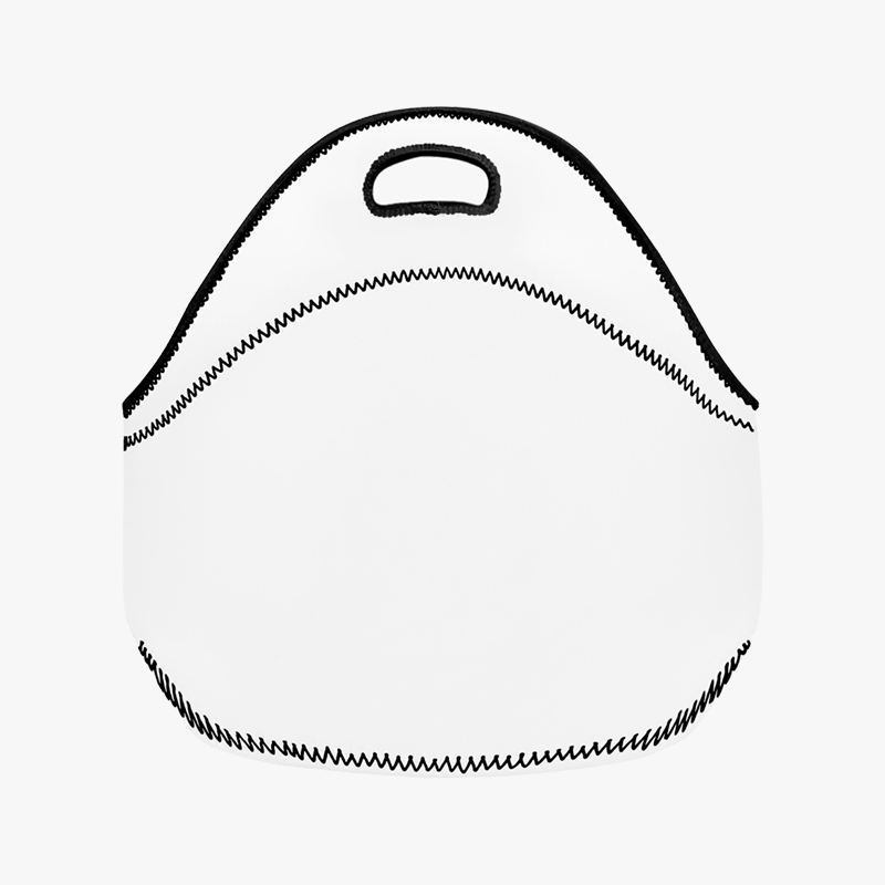 A customizable white neoprene lunch bag