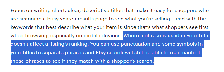 Product title requirements from Etsy