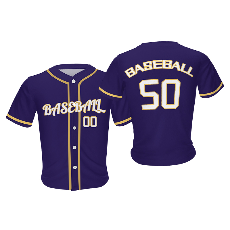 Purple baseball jersey with logo