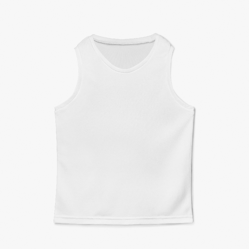 A pure white customizable children’s basketball jersey