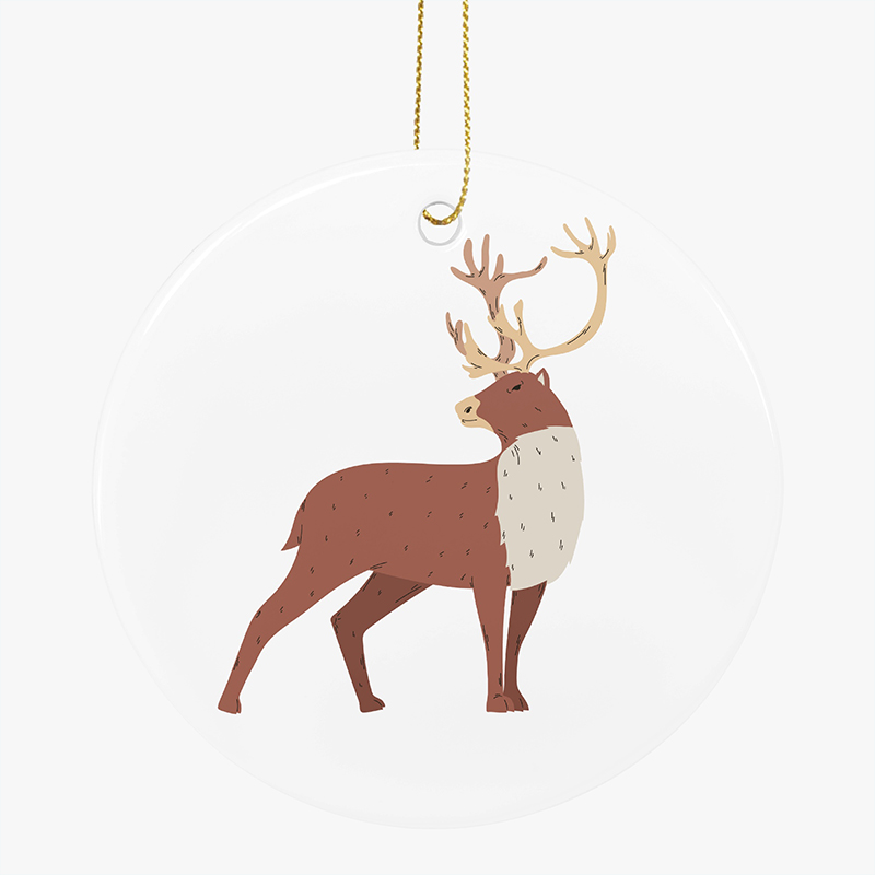 A ceramic ornaments with a Christmas elk design